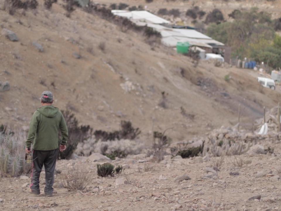 El pirquinero Omar Tapia observando hacia la majada