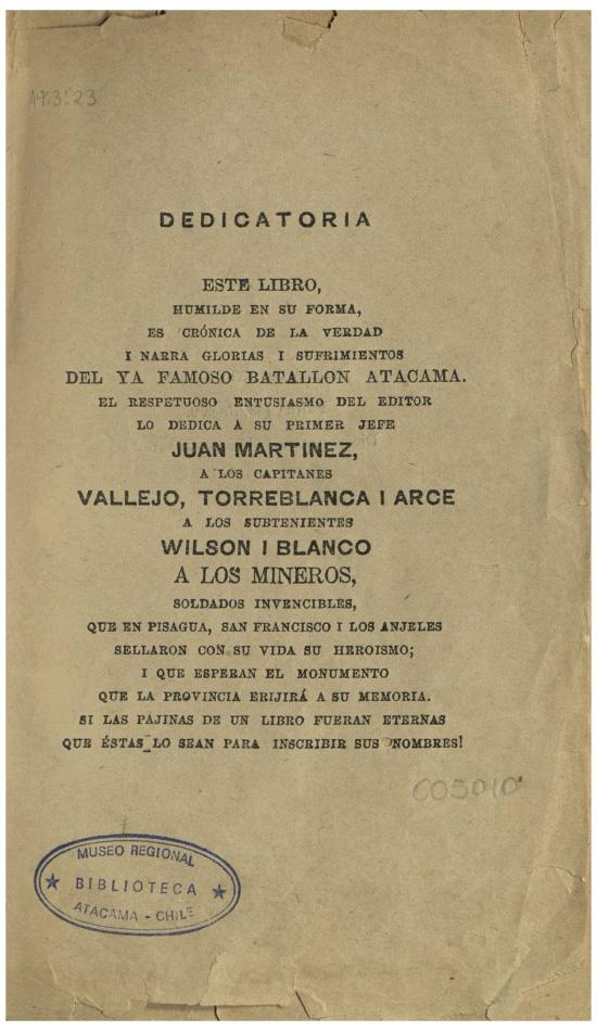 El contingente de la provincia de Atacama en la guerra del Pacífico. Segunda parte.