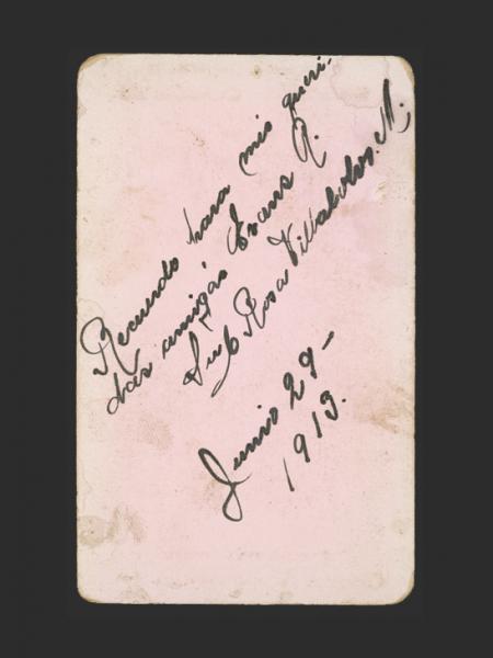 Reverso fotografía José Olivares Valdivia. Copiapó, ca. 1913