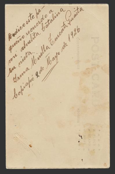 Reverso fotografía José Olivares Valdivia. Copiapó, ca. 1925